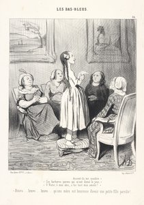 ... lad dem forbande mig! «Disse barbariske forældre, som gav mig livet,» «O Victor, o min sjæl, al min kærlighed er din!» Bravo... bravo... bravo... hvor er en mor lykkelig over at have sådan en lille datter! af Honoré Daumier