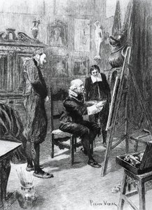 Illustration af Pierre Vidal (1849-1929) til Ukendt mesterværk, novelle af Honore de Balzac (1799-1850) fra samlingen i flere bind med titlen Human Comedy, udgivet i 1901, Paris