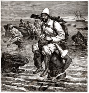 Louis Boussenard lander i Tanger på ryggen af en fragtmand af Horace Castelli