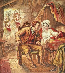 The Birth of Tom Thumb, illustration fra Our Nurses Picture Book, indgraveret af Kronheim & Co., 1869