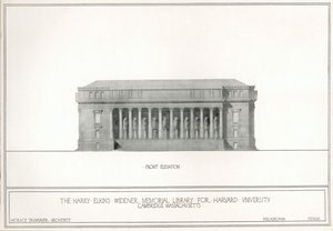 Forside, Harry Elkins Widener Memorial Library for Harvard University, Cambridge, Massachusetts (litho) af Horace Trumbauer