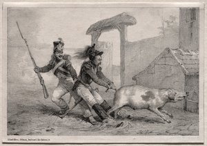 Marauders, hold fast. af Emile Jean Horace Vernet