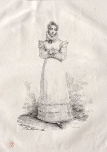 Ung kvinde stående. af Emile Jean Horace Vernet