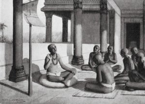 Sankaracharya taler om den ene Gud, AD 815 (litografi) af Horace van Ruith