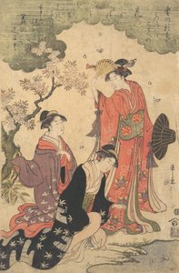 Damer på picnic, ca. 1790. af Hosoda Eishi