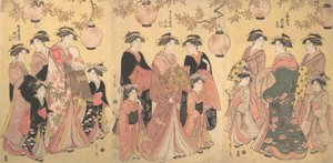 Yoshiwara-paraden i efteråret, ca. 1793. af Hosoda Eishi