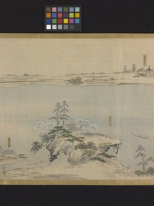 Three Gods Of Fortune On A Pleasure Outing (blæk og lyse farver på papir) af Hosoda Eishi