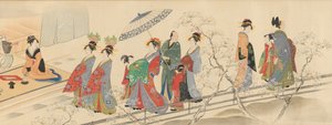 Three Gods of Fortune Besøg Yoshiwara..., begyndelsen af det 19. århundrede. af Hosoda Eishi