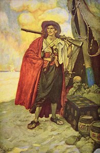 Buccaneer of Hispaniola i Caribien (farve litho)