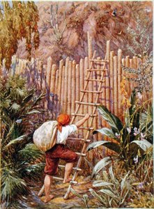Crusoe og hans fæstning, illustration til 