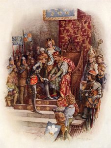 Edward, den sorte prins og strømpebåndsordenen (farve litho) af Howard Davie