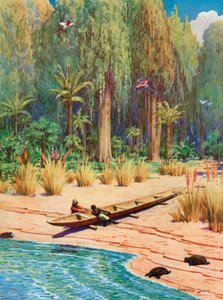 Illustration til Robinson Crusoe af Howard Davie