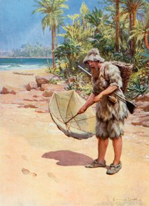 Illustration til Robinson Crusoe af Howard Davie
