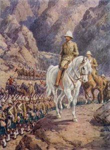 Lord Roberts, på marchen til Kandahar (farve litho) af Howard Davie