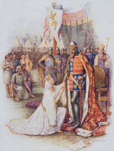 Dronning Philippa bønfalder for borgerne i Calais, illustration fra 