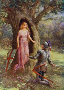 St Denis of France og Fair Eglantine (farve litho) af Howard Davie