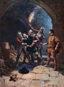 Arresten af Guy Fawkes (farve litho)