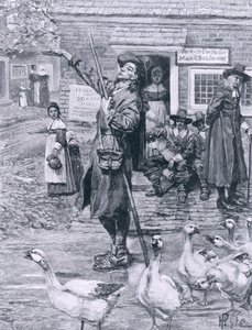 En Quaker Exhorter i New England, illustration fra 