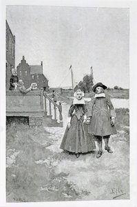 Langs kanalen på Old Manhattan, illustration fra 
