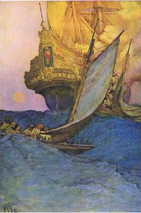 Et angreb på en galeon, fra Howard Pyles Book of Pirates udgivet af Harper & Bros, 1921