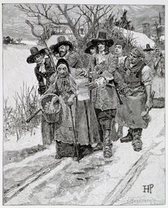 Arresting a Witch, graveret af J. Bernstrom, illustration fra 