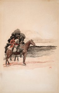 Banditter til hest (akvarel på karton)