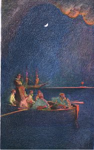 Burning the ship, fra Howard Pyles Book of Pirates udgivet af Harper & Bros, 1921 af Howard Pyle