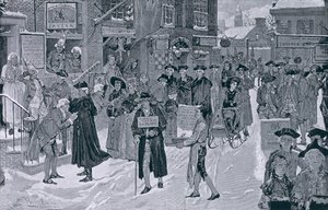Christmas Morning in Old New York Before the Revolution, illustration fra Harper