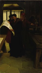 Gutenberg ved pressen, 1902. af Howard Pyle