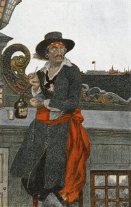 Kidd på dækket af Adventure Galley, begyndelsen af det 20. århundrede (bogillustration) af Howard Pyle