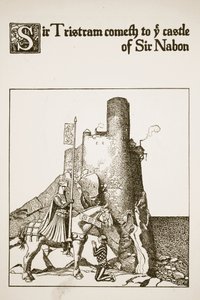 Sir Tristram kommer til Sir Nabons slot, illustration fra "Historien om Mesterne fra det runde bord af Howard Pyle
