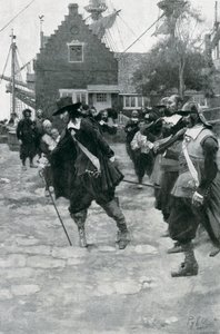 Stuyvesants ankomst til New Amsterdam, illustration fra 