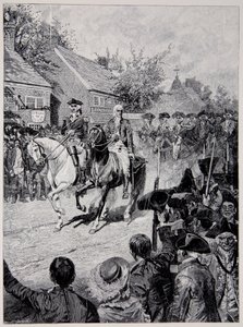 Den civile procession ledet af general Washington og guvernør Clinton af Howard Pyle