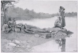 The Death of Indian Chief Alexander, bror til kong Philip, illustration fra 