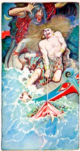 The Fishing of Thor and Hymir, fra Folk Legends of the Sea, Harpers Magazine, 1902 af Howard Pyle