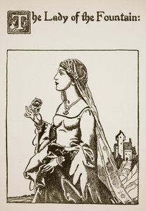 Fruen fra springvandet, illustration fra Historien om Sir Launcelot og hans ledsagere, 1907 af Howard Pyle