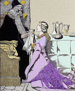 Viviane-gebyret betager Merlin the Enchanter. Illustration af Howard Pyle (1853 - 1911), amerikansk illustrator af Howard Pyle