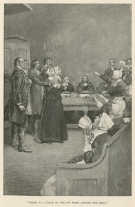 Der er en flok gule fugle omkring hendes hoved af Howard Pyle