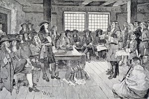 William Penn i konference med kolonisterne, illustration fra pubben 