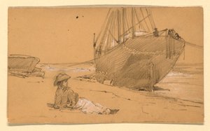 Tegning, Ved kysten, 1884 af Howard Russell Butler