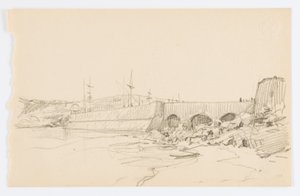 Uden titel (mole og strand) af Howard Russell Butler