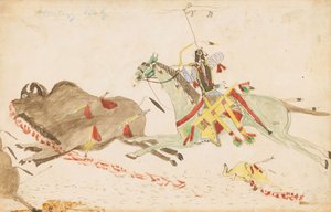 Howling Wolf Hunting Buffalo, 1874-75 (pen, blæk og wc på hovedbogspapir)