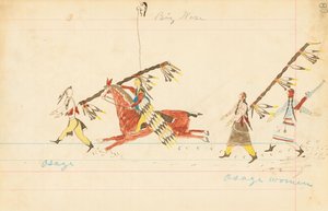Osage, Big Nose, Osage Women, 1874-75 (pen, blæk og wc på hovedbogspapir)