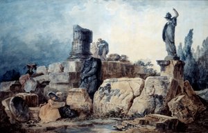 Tegnerne. Tegning efter Hubert Robert (1733-1808) af Hubert (after) Robert