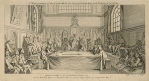 En repræsentation af overborgmesteren, rådmandsretten og det fælles råd af Hubert Francois Gravelot
