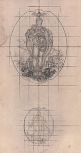 Design til en medalje: Jomfrufigur af Hubert Francois Gravelot