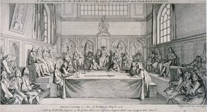 Møde i Guildhall Council Chamber, City of London, 1750. af Hubert Francois Gravelot