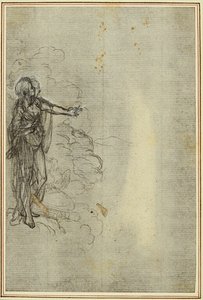Studie til Lucains "La Pharsale", Canto I, stående kvindefigur af Hubert Francois Gravelot