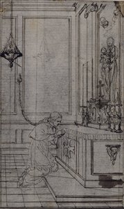 Studie til vignet i Abbé Dinouarts "Vie du Venerable don Juan de Palafox", s. 256 af Hubert Francois Gravelot