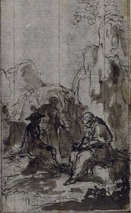 Studie til vignet i Abbé Dinouarts "Vie du Venerable don Juan de Palafox", s. 391 af Hubert Francois Gravelot
